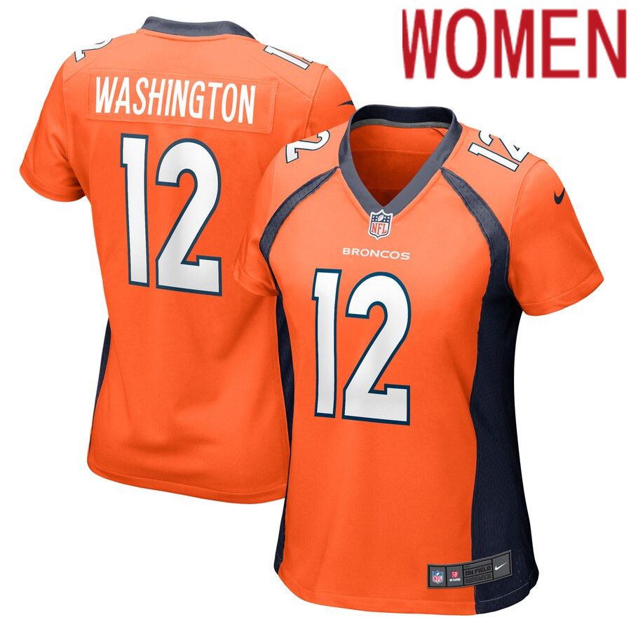Women Denver Broncos 12 Montrell Washington Nike Orange Game Player NFL Jersey
